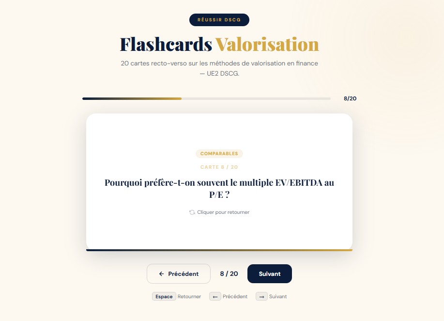 Flashcards Valorisation Finance DSCG
