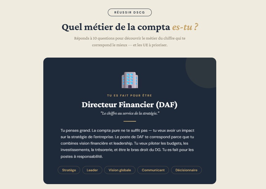 Quiz métier dscg