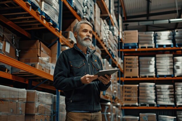 Comptabilité d'entrepôt avec ordinateur tablette